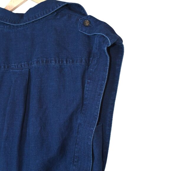 Banana Republic Linen Blend Jumpsuit Size L Indigo Utility One Piece Safari $220 - Picture 5 of 9